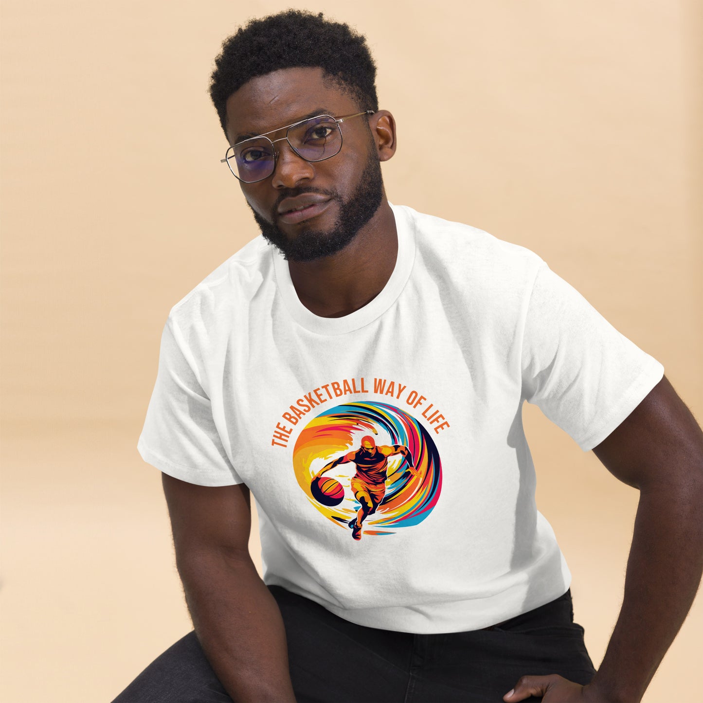 Basketballspieler "Basketball way of life" auf T-Shirt gedruckt