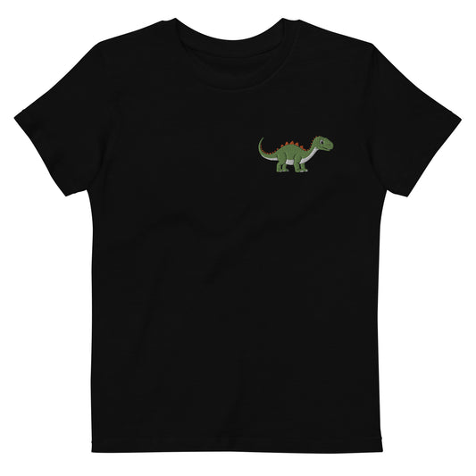 Dino Brachiosaurus auf Bio-Baumwoll-T-Shirt für Kinder gestickt