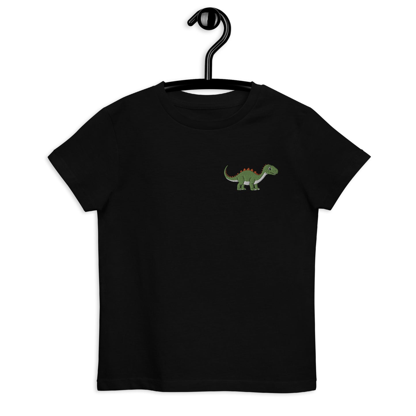 Dino Brachiosaurus auf Bio-Baumwoll-T-Shirt für Kinder gestickt