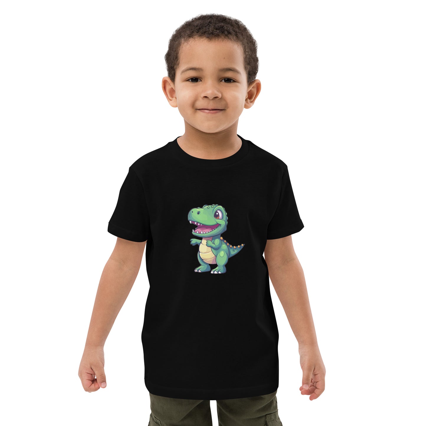 T-Rex auf Bio-Baumwoll-T-Shirt für Kinder gedruckt