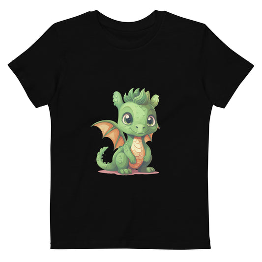 Dino/Drache grün auf Bio-Baumwoll-T-Shirt für Kinder gedruckt