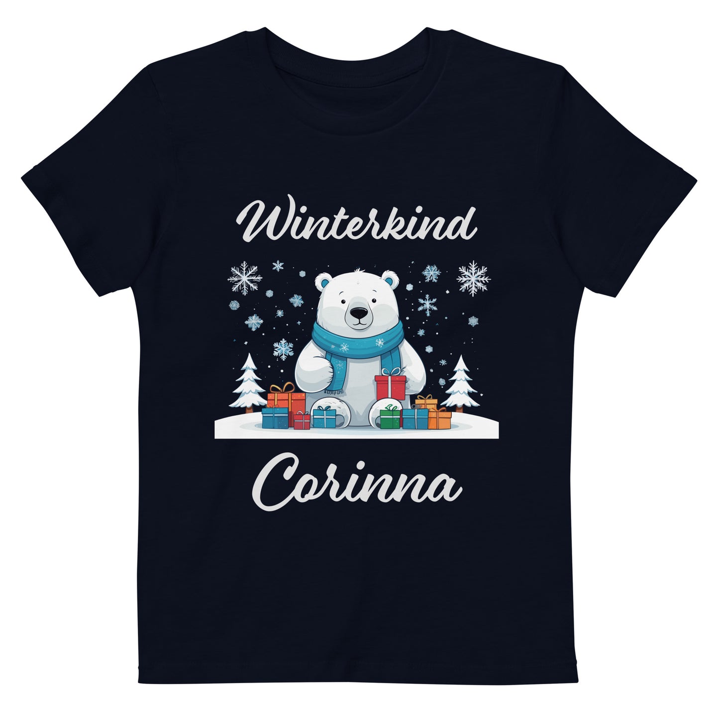 Winterkind Eisbär auf Bio-Baumwoll-T-Shirt für Kinder gedruckt Personalisierbar