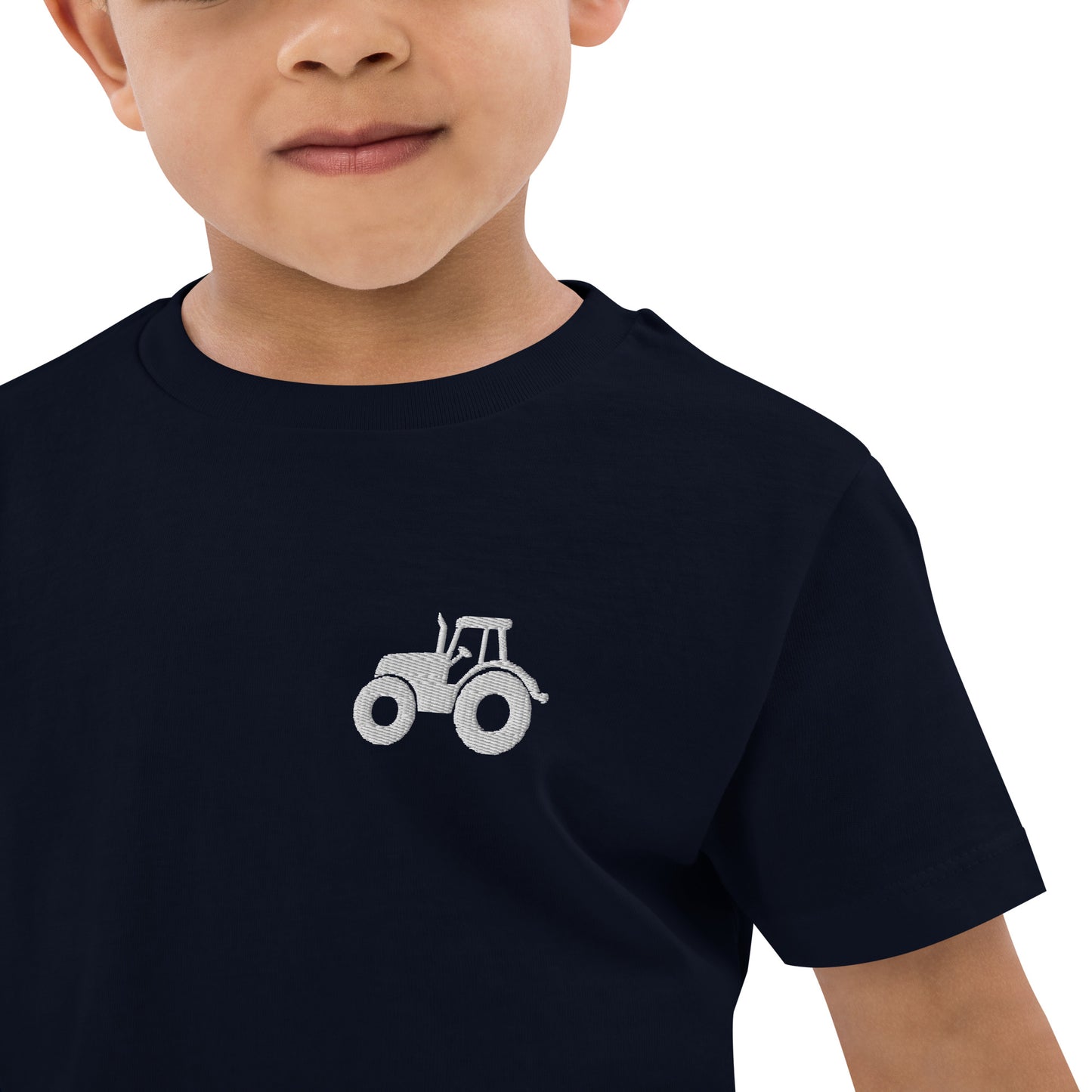 Traktor auf Bio-Baumwoll-T-Shirt für Kinder gestickt