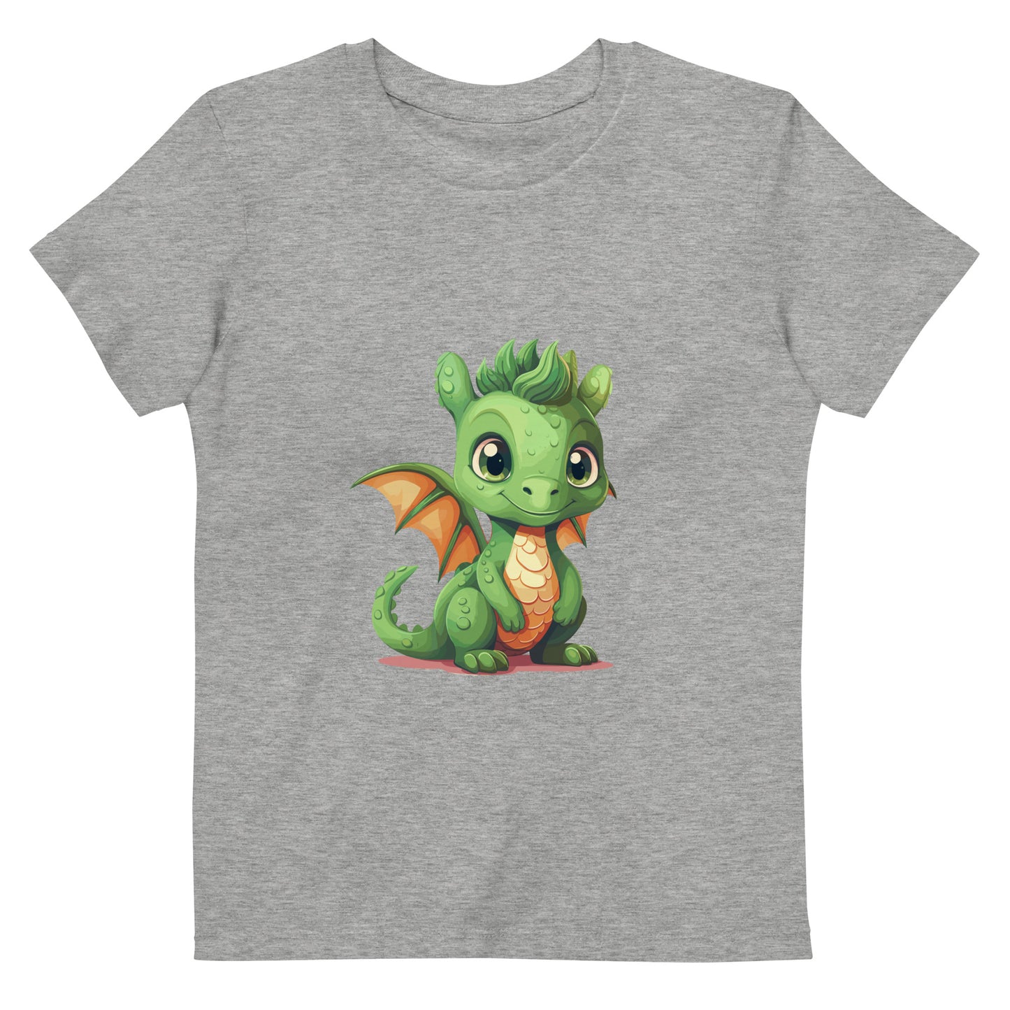 Dino/Drache grün auf Bio-Baumwoll-T-Shirt für Kinder gedruckt