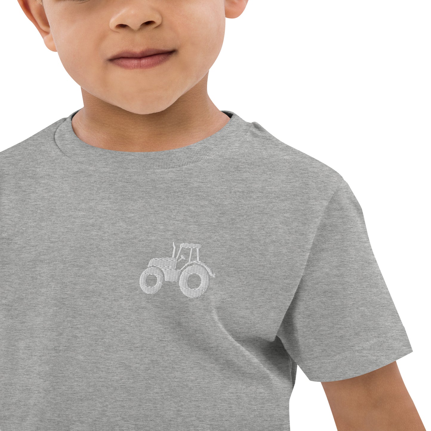 Traktor auf Bio-Baumwoll-T-Shirt für Kinder gestickt