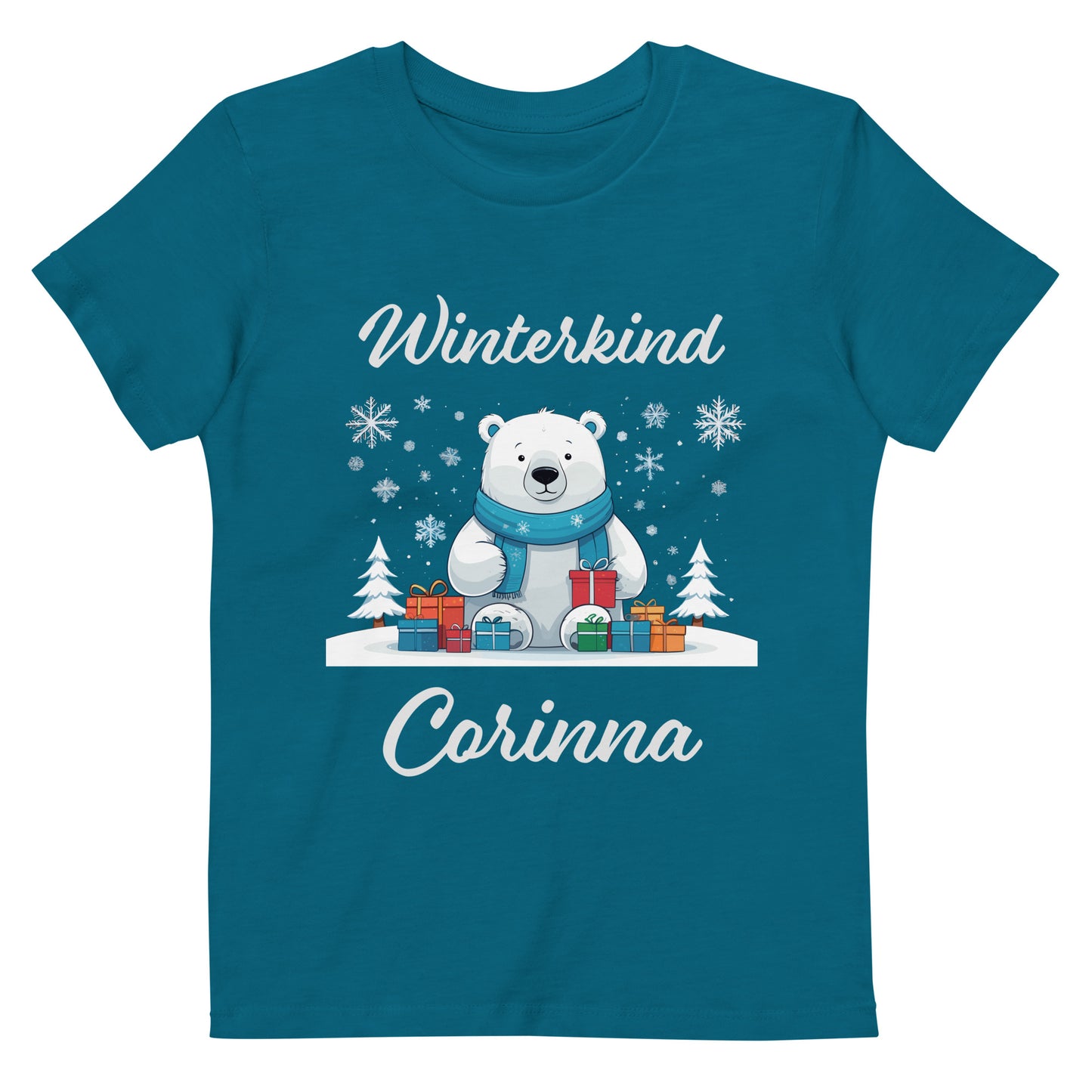 Winterkind Eisbär auf Bio-Baumwoll-T-Shirt für Kinder gedruckt Personalisierbar