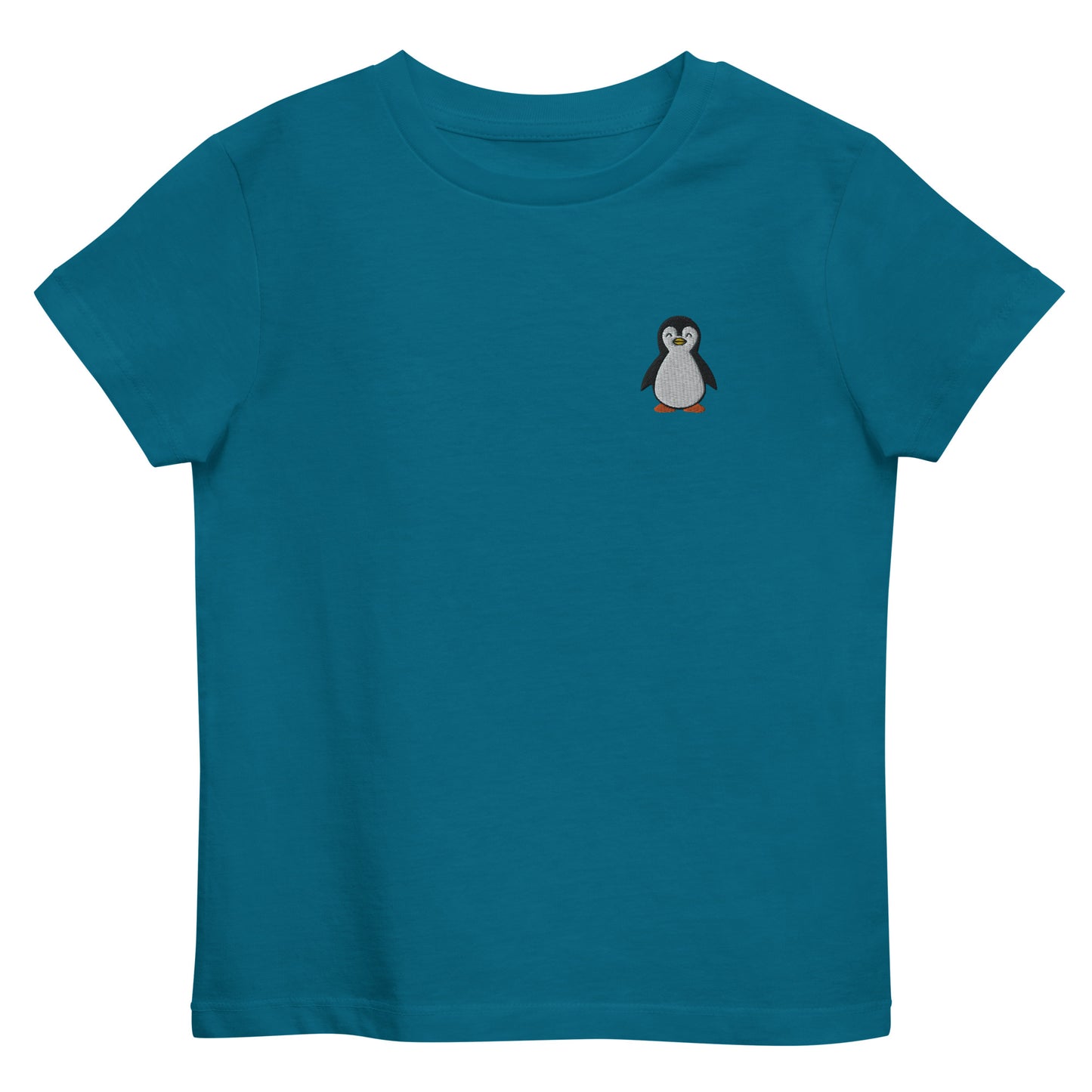 Pinguin auf Bio-Baumwoll-T-Shirt für Kinder gestickt