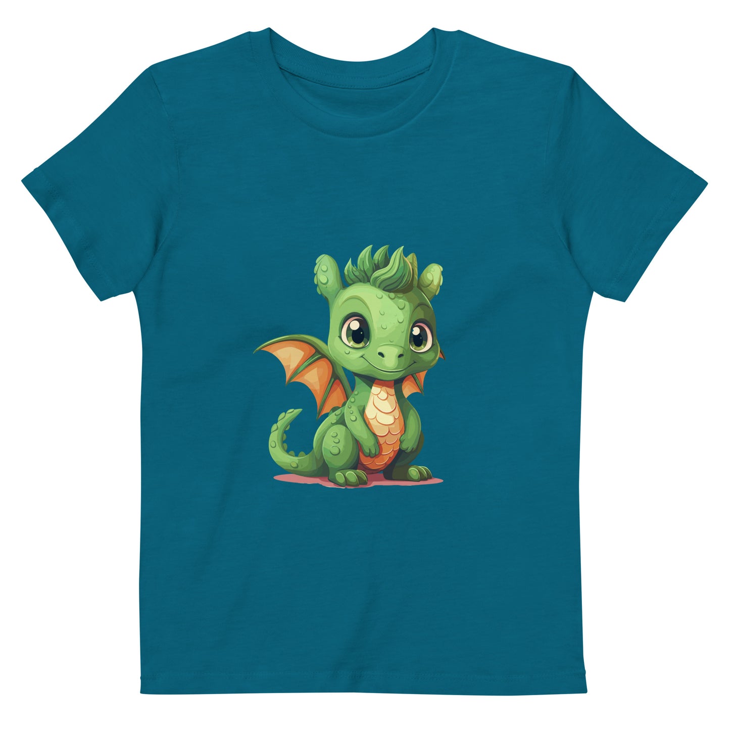 Dino/Drache grün auf Bio-Baumwoll-T-Shirt für Kinder gedruckt