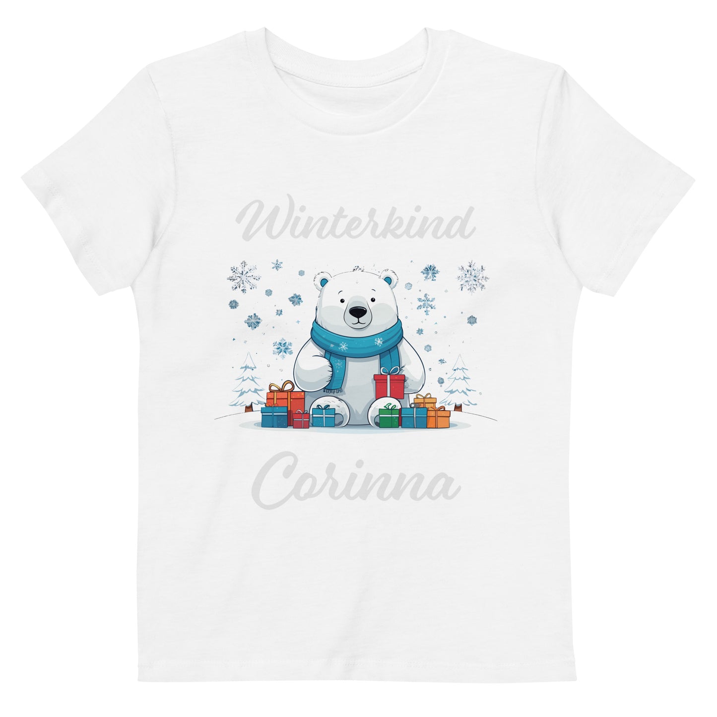 Winterkind Eisbär auf Bio-Baumwoll-T-Shirt für Kinder gedruckt Personalisierbar