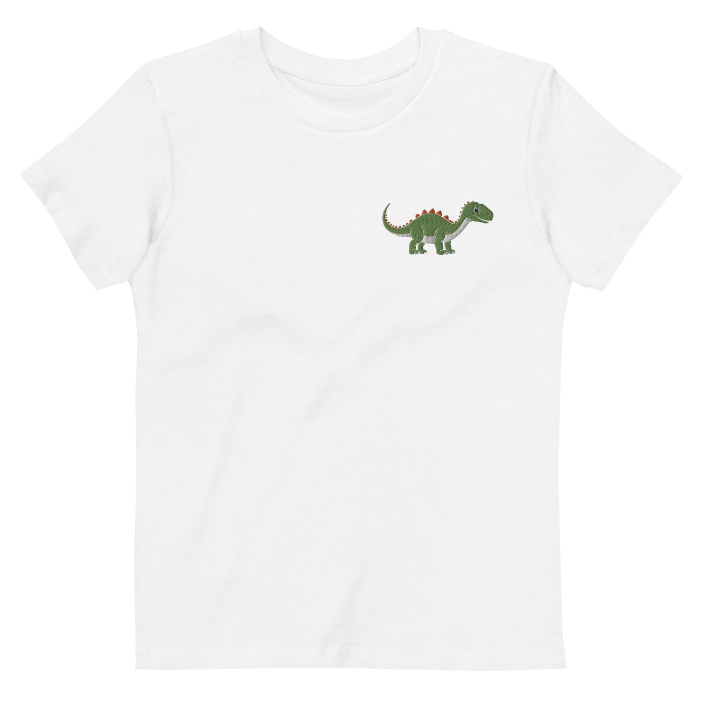 Dino Brachiosaurus auf Bio-Baumwoll-T-Shirt für Kinder gestickt