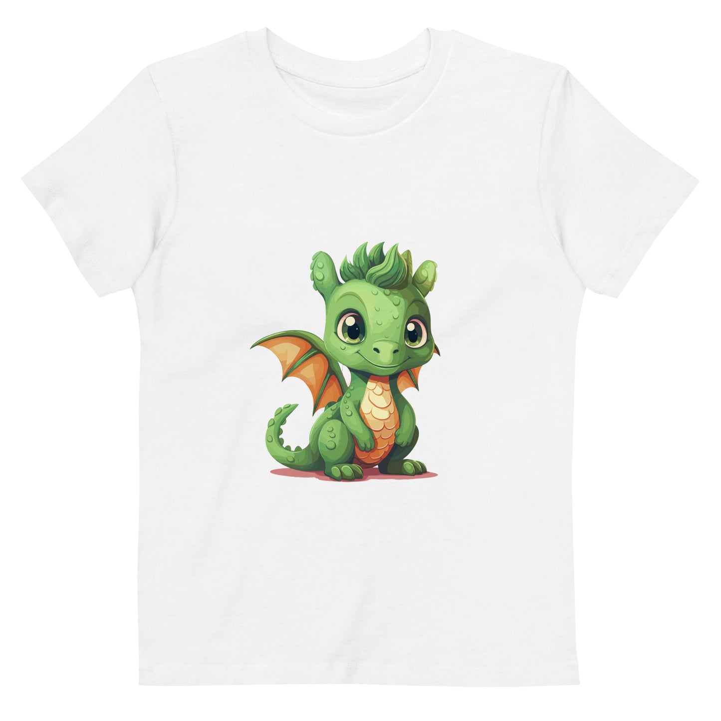 Dino/Drache grün auf Bio-Baumwoll-T-Shirt für Kinder gedruckt