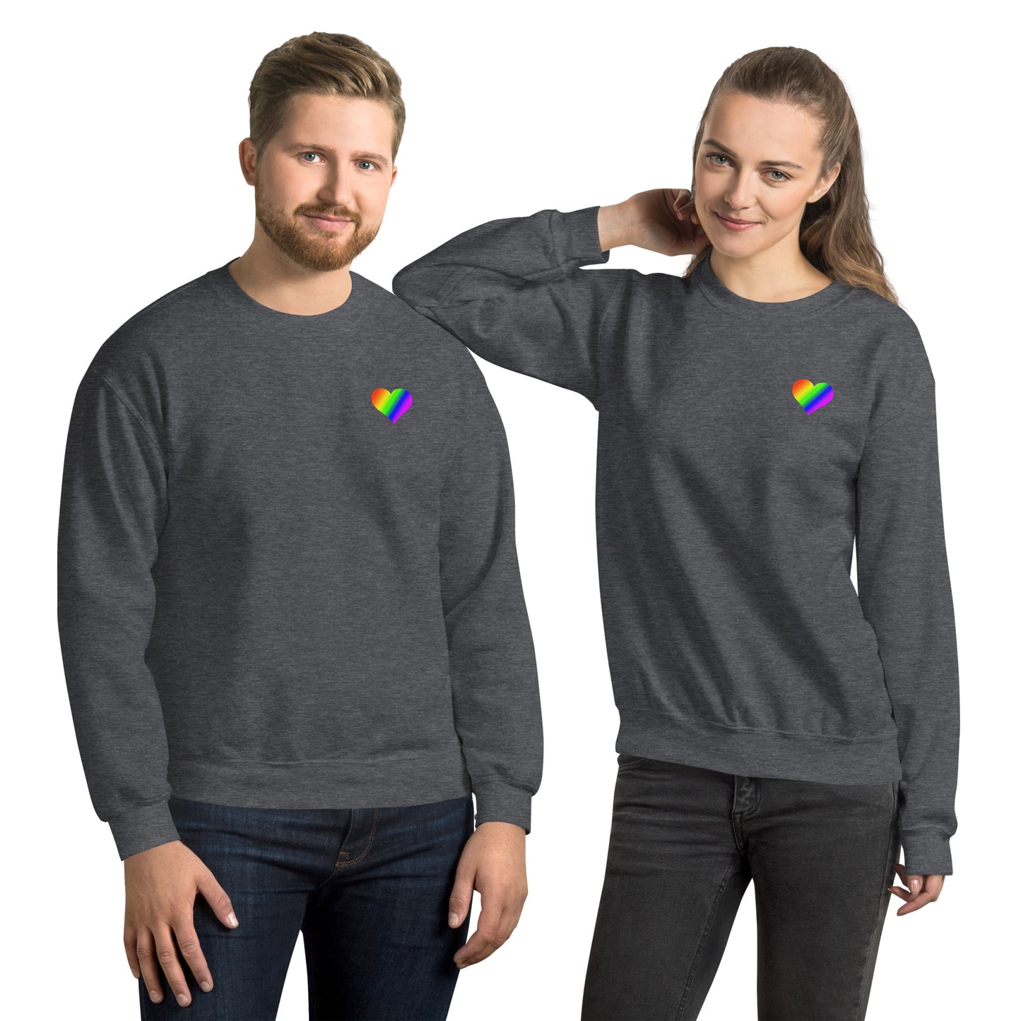 Regenbogenherz auf Unisex-Pullover gedruckt