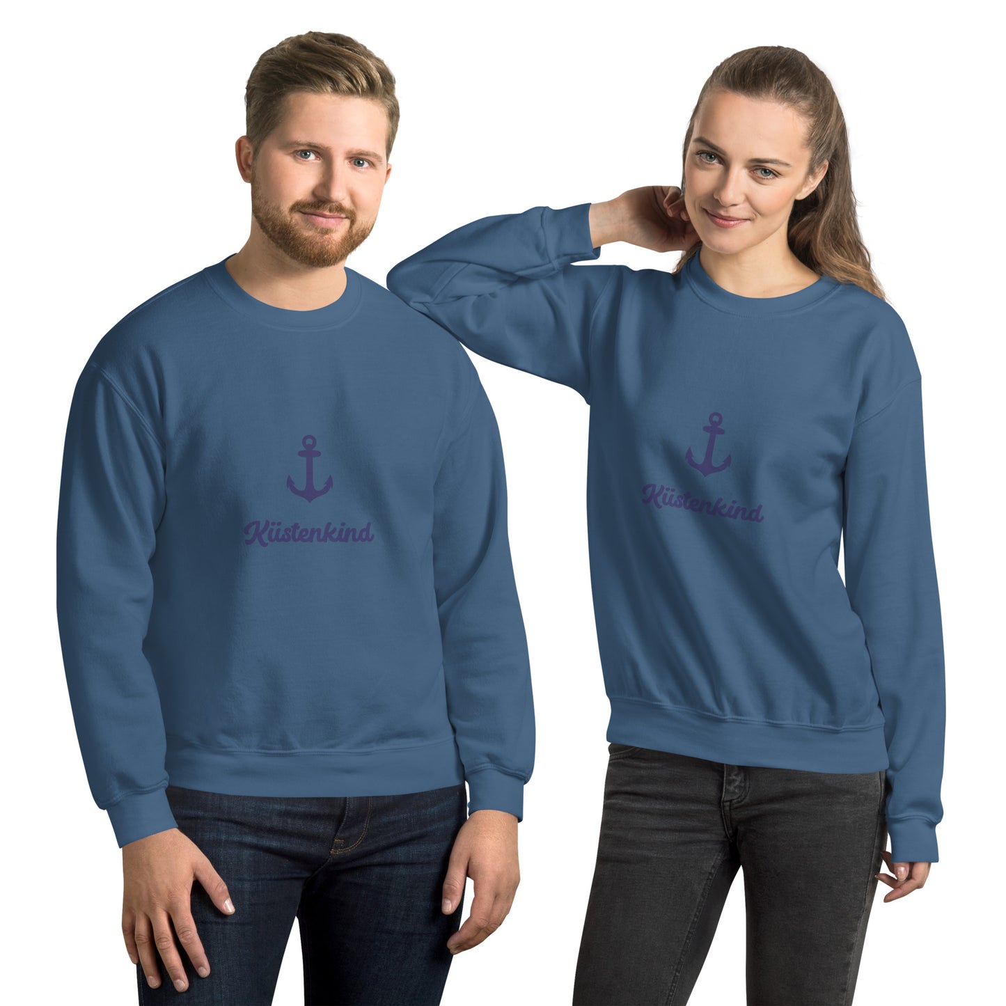 Anker Küstenkind auf Unisex-Pullover gedruckt