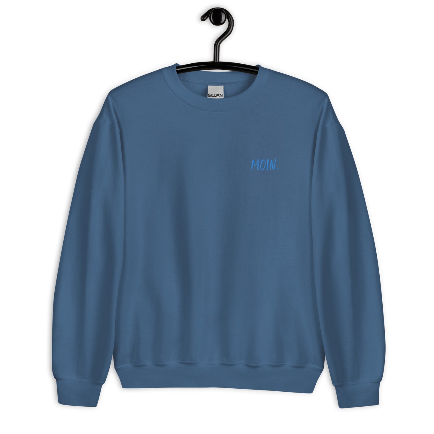 Moin auf Unisex-Pullover gestickt