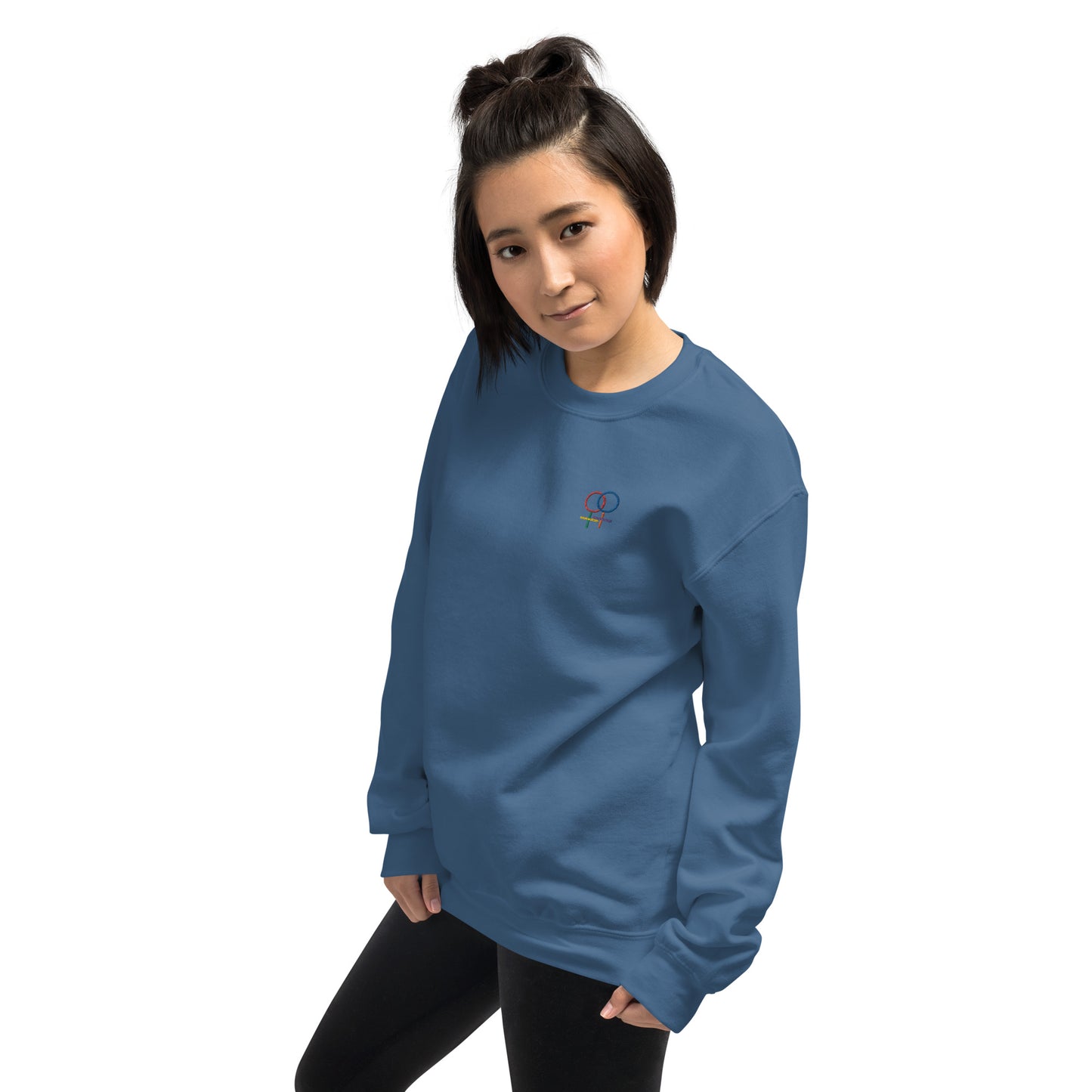 Frau Frau Regenbogen auf Unisex-Pullover gestickt