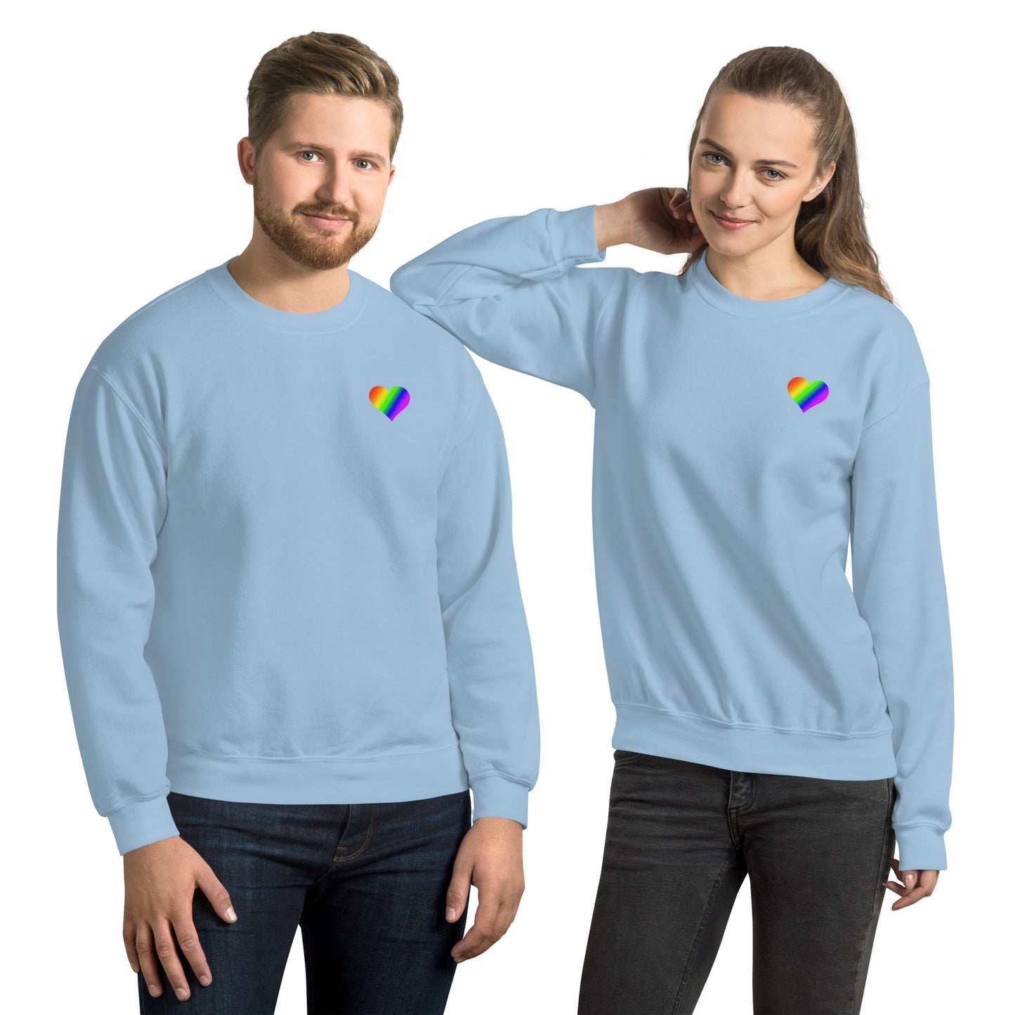 Regenbogenherz auf Unisex-Pullover gedruckt