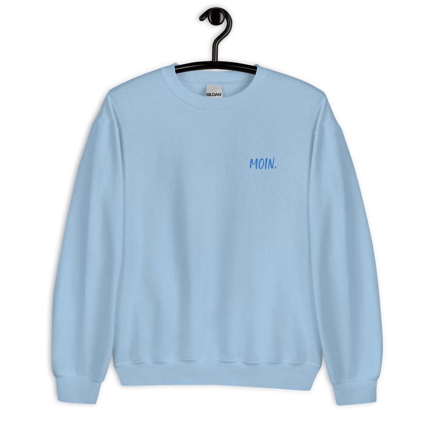 Moin auf Unisex-Pullover gestickt