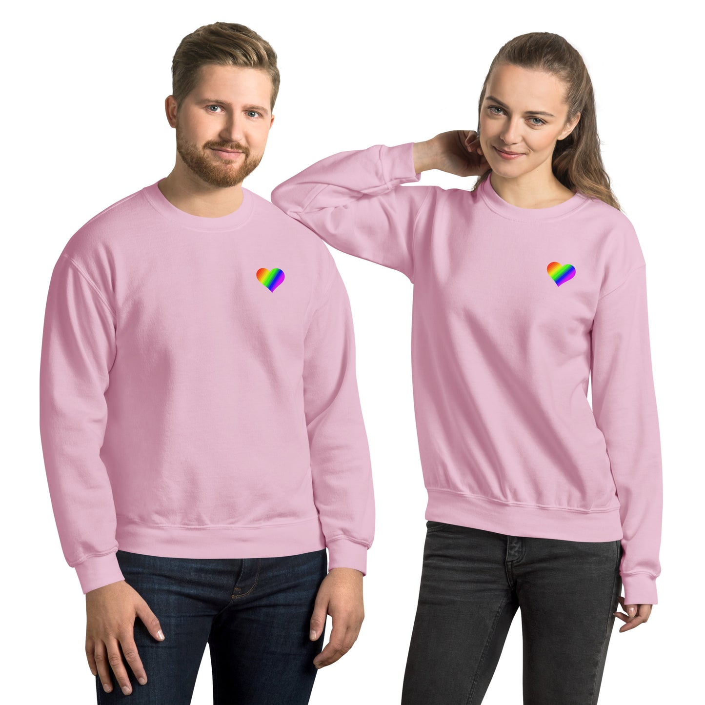 Regenbogenherz auf Unisex-Pullover gedruckt