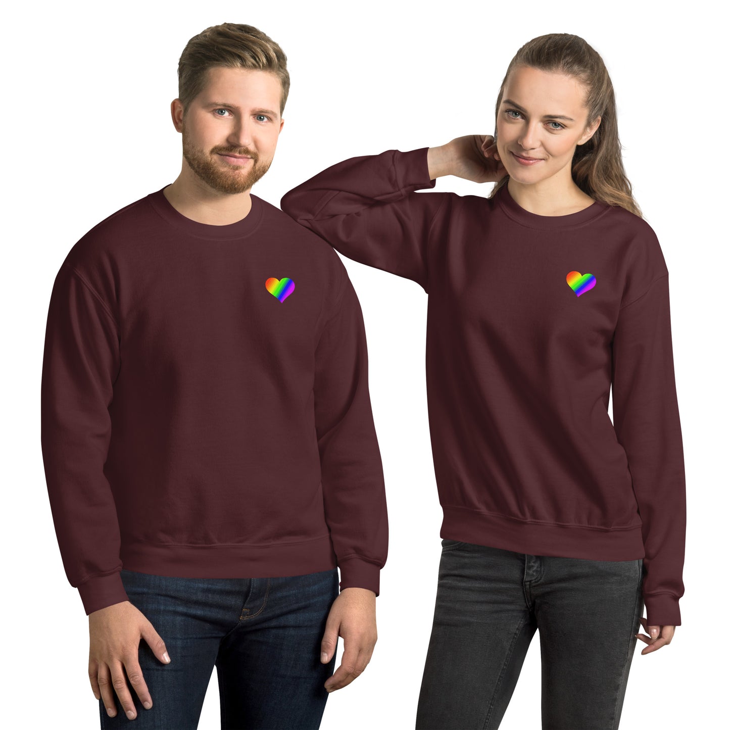 Regenbogenherz auf Unisex-Pullover gedruckt