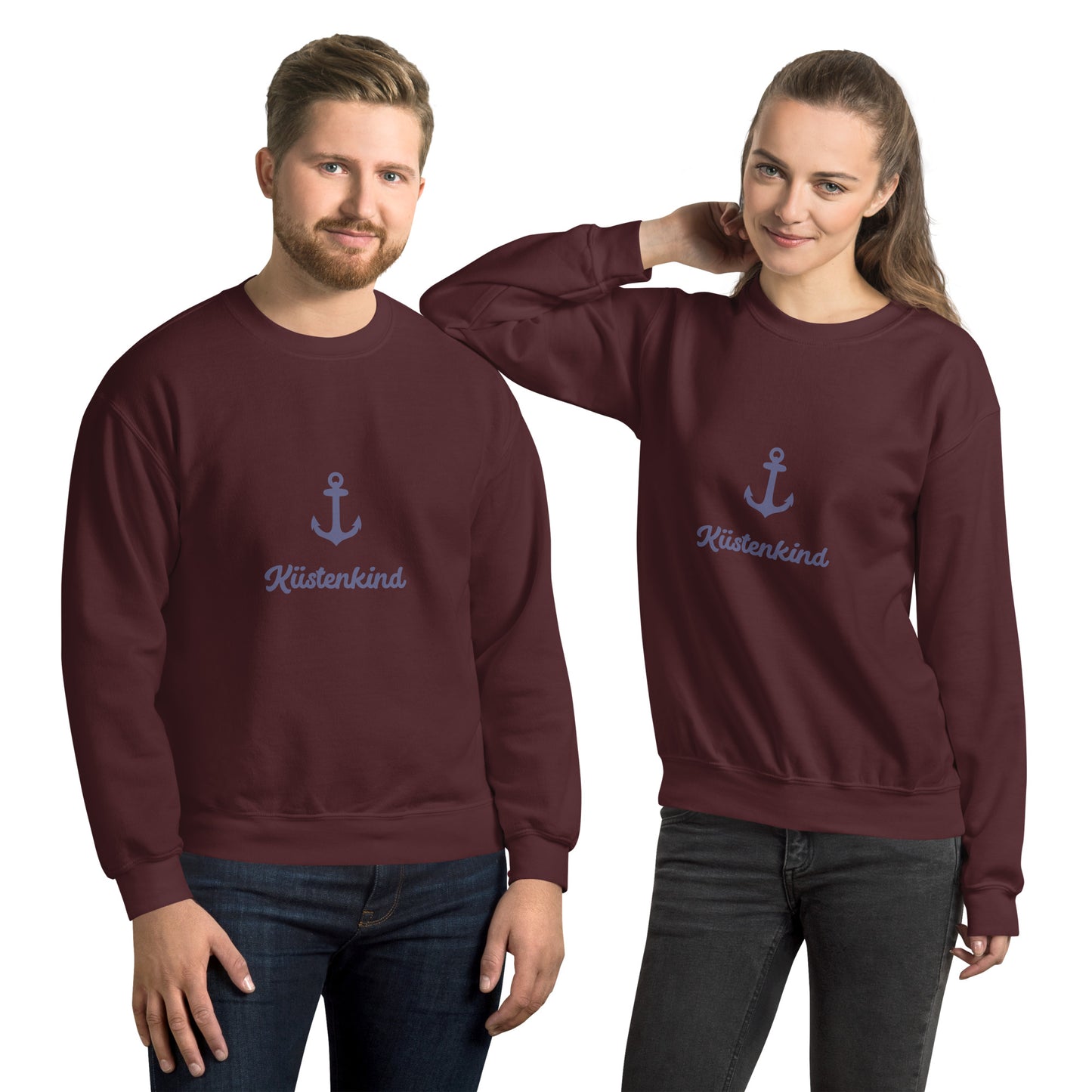 Anker Küstenkind auf Unisex-Pullover gedruckt