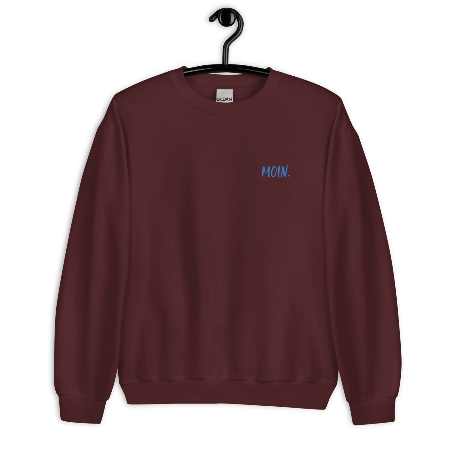 Moin auf Unisex-Pullover gestickt