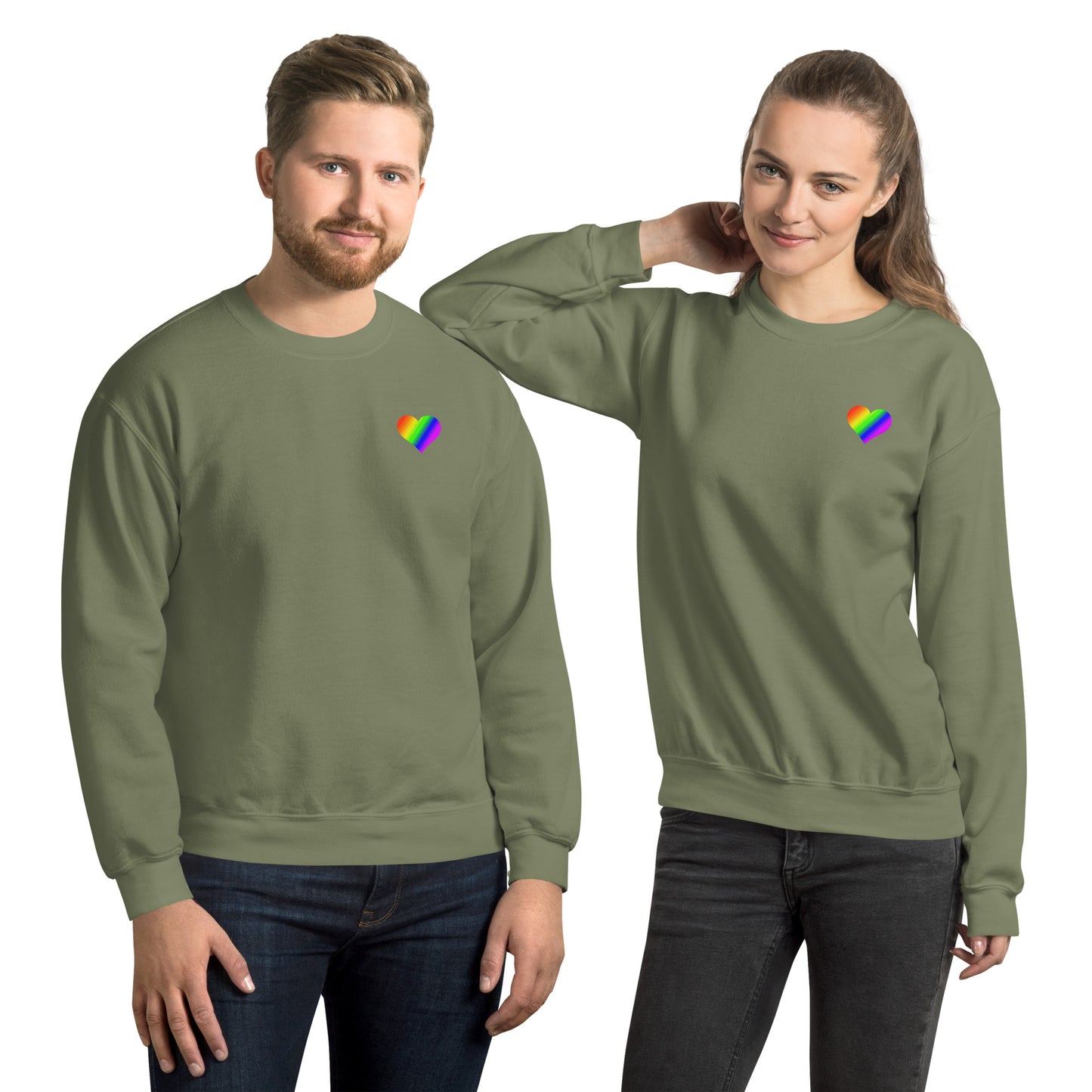 Regenbogenherz auf Unisex-Pullover gedruckt