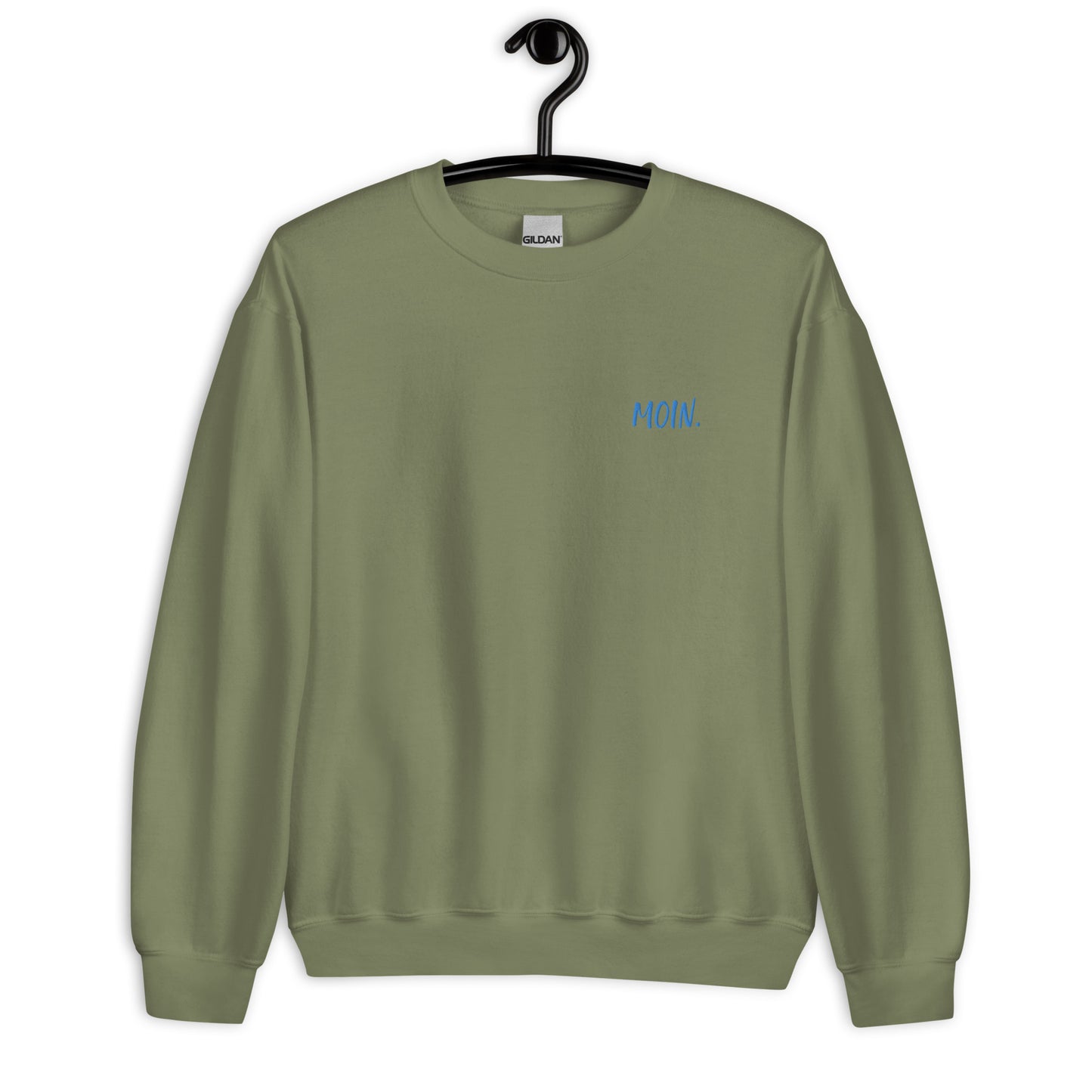 Moin auf Unisex-Pullover gestickt