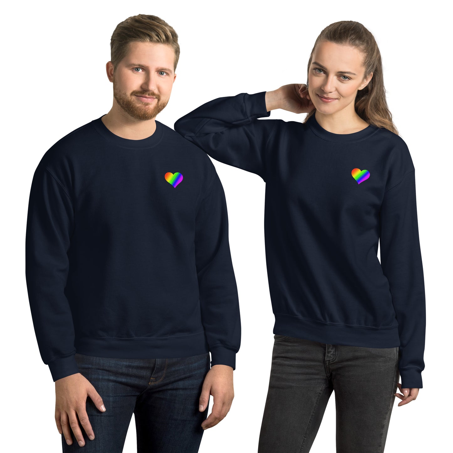 Regenbogenherz auf Unisex-Pullover gedruckt