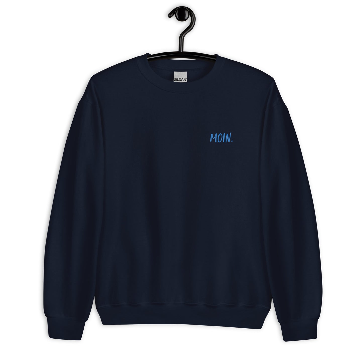 Moin auf Unisex-Pullover gestickt