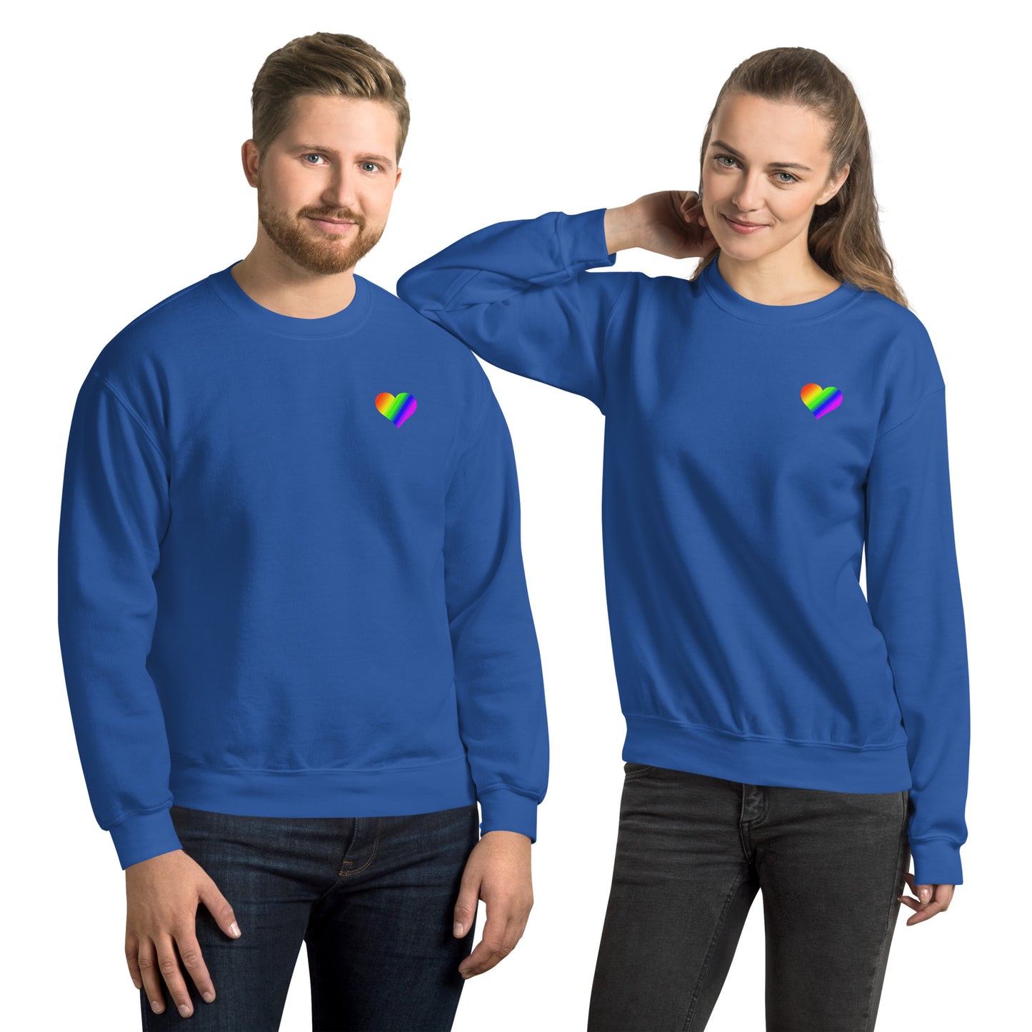 Regenbogenherz auf Unisex-Pullover gedruckt