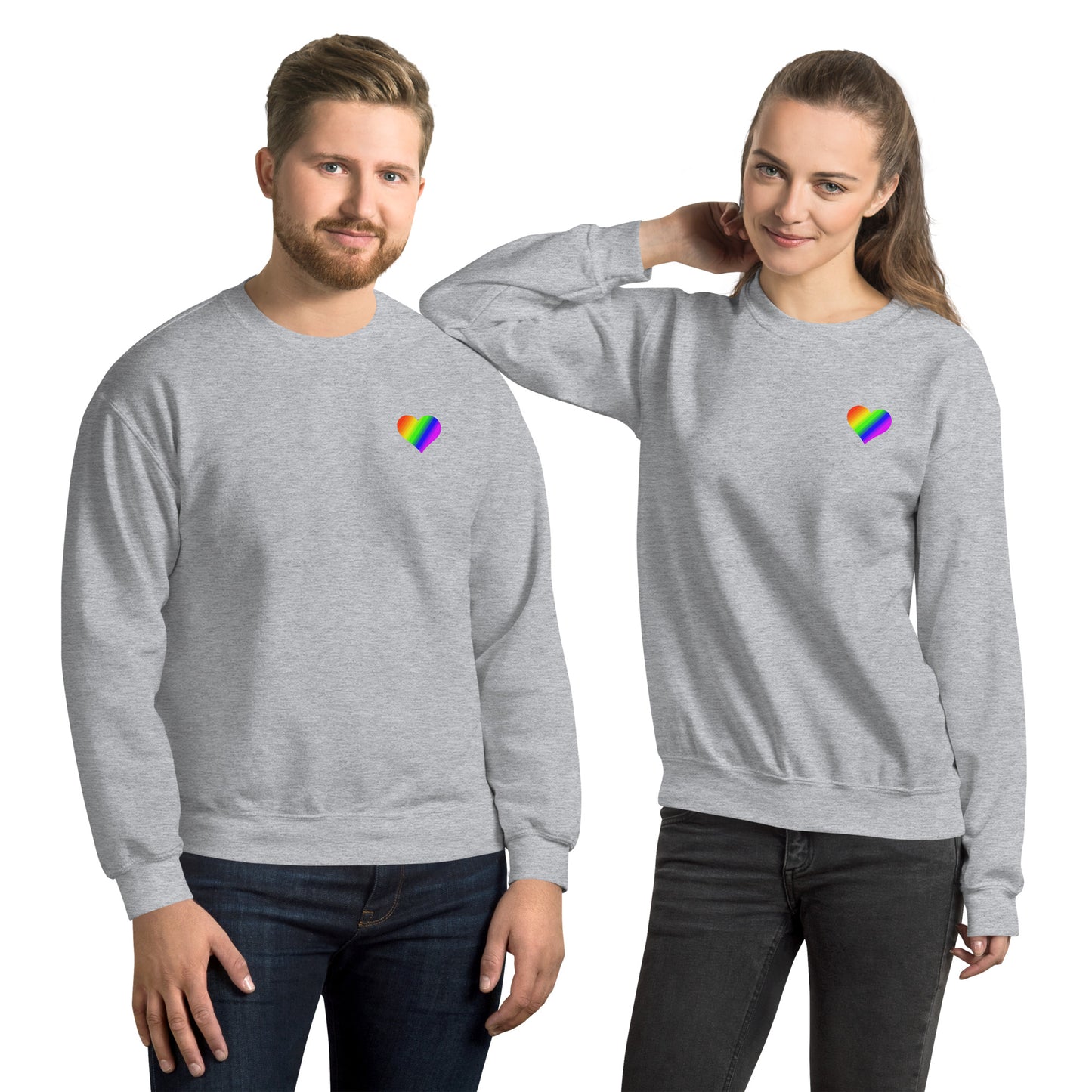 Regenbogenherz auf Unisex-Pullover gedruckt