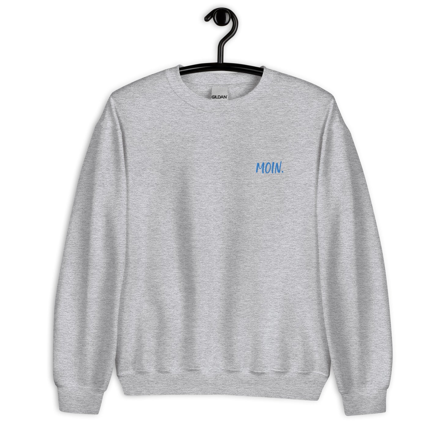 Moin auf Unisex-Pullover gestickt