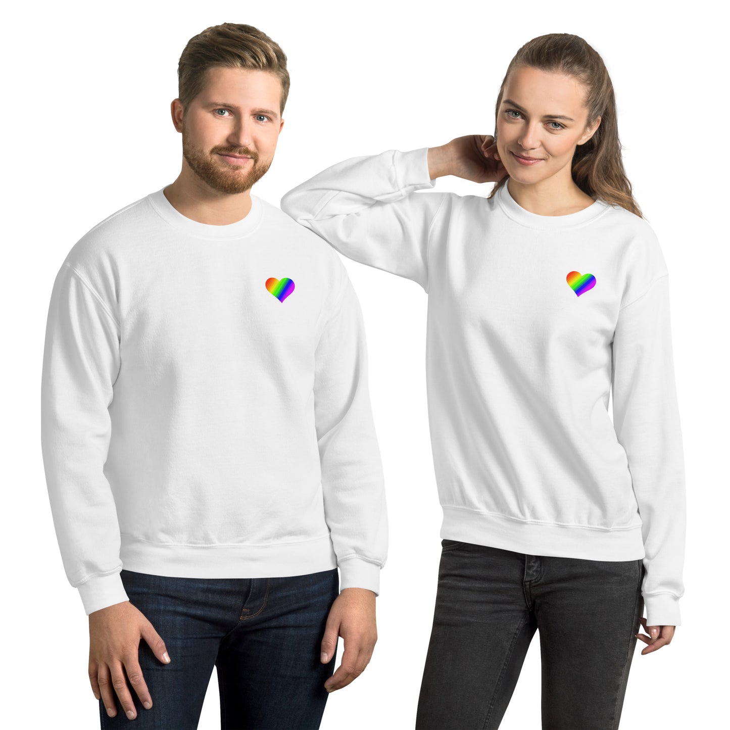 Regenbogenherz auf Unisex-Pullover gedruckt