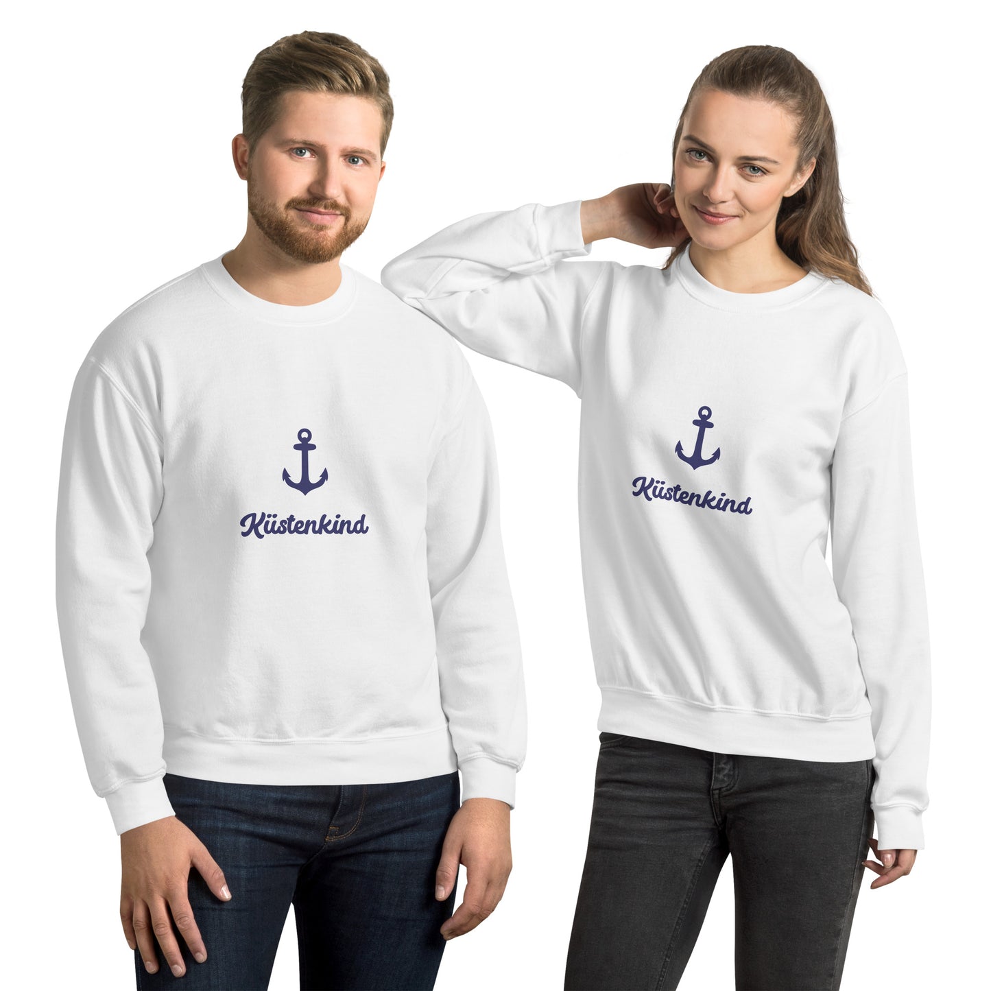 Anker Küstenkind auf Unisex-Pullover gedruckt