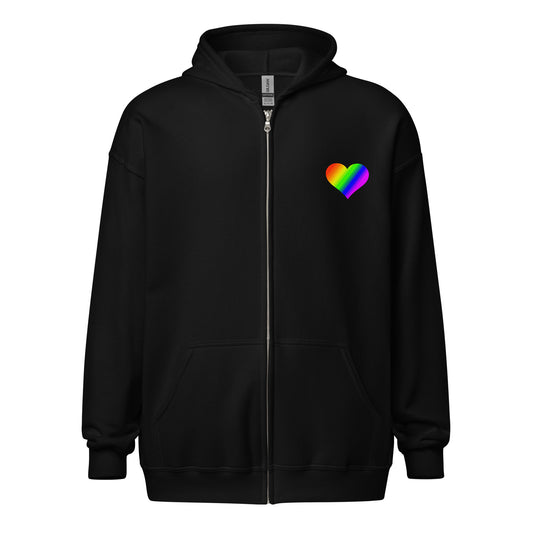 Regenbogenherz auf Zip Hoodie gedruckt