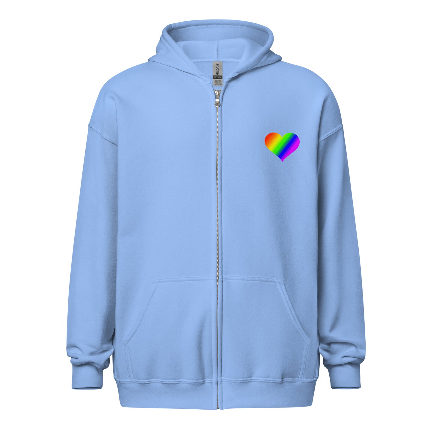 Regenbogenherz auf Zip Hoodie gedruckt