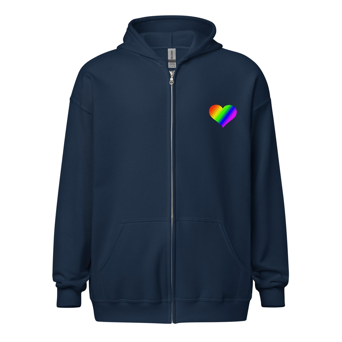 Regenbogenherz auf Zip Hoodie gedruckt