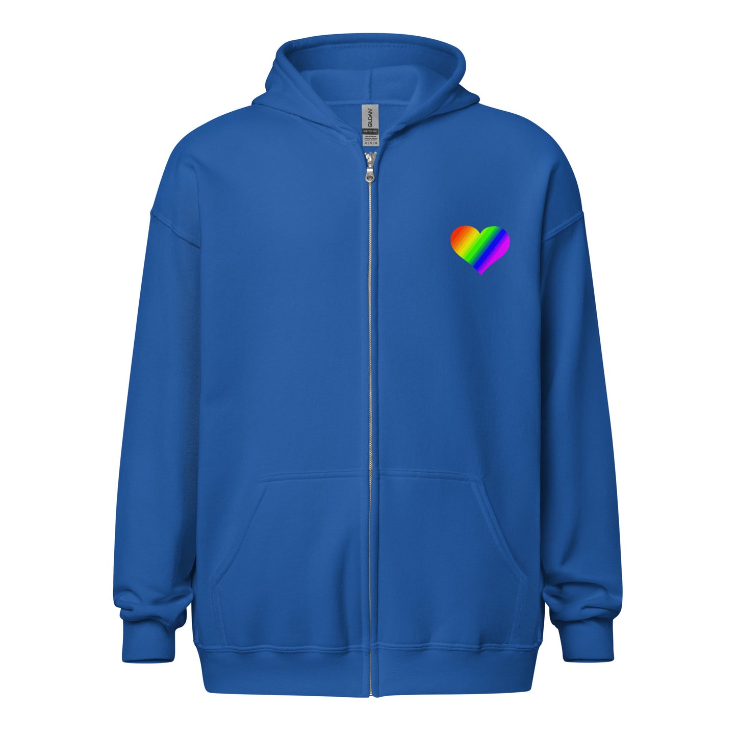 Regenbogenherz auf Zip Hoodie gedruckt