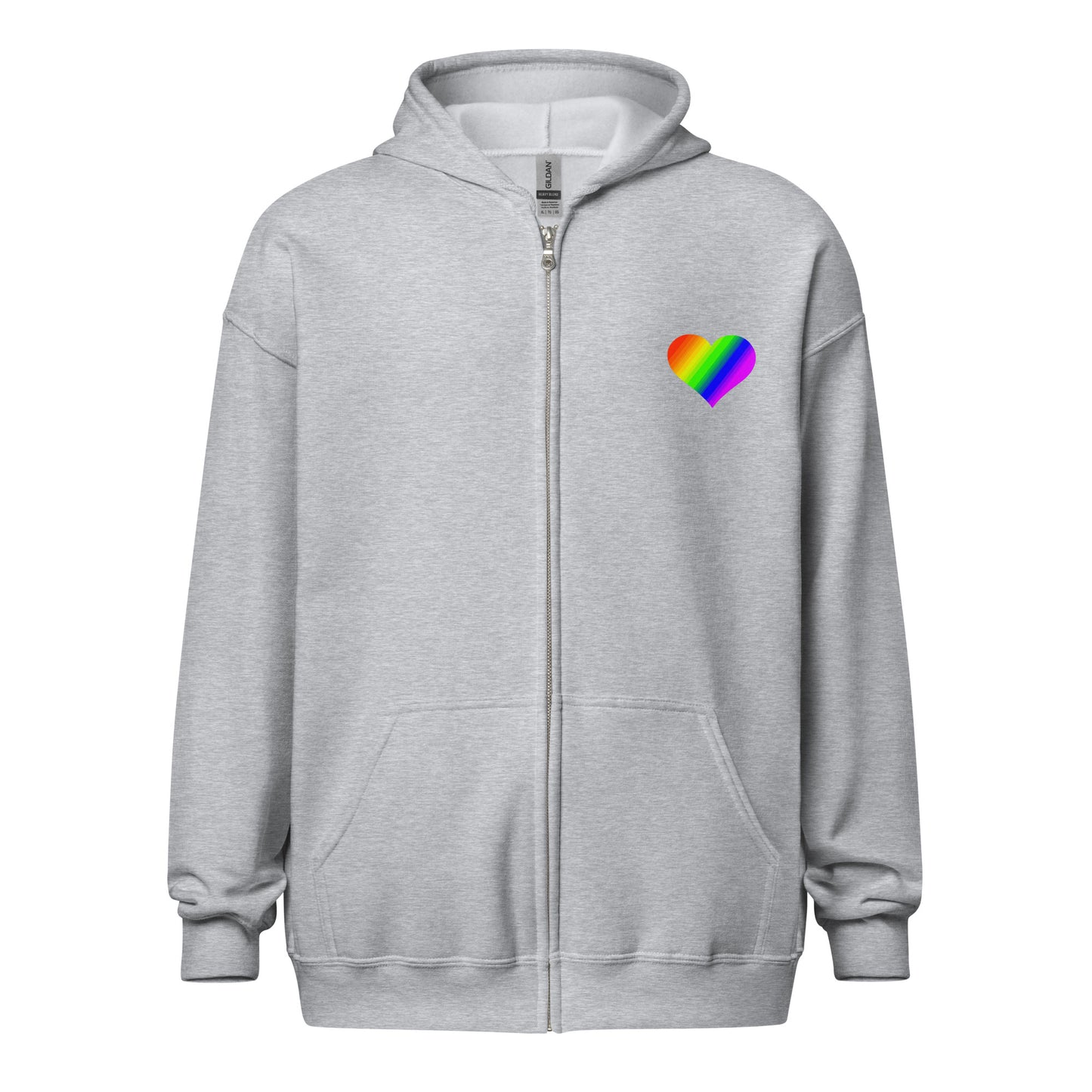 Regenbogenherz auf Zip Hoodie gedruckt