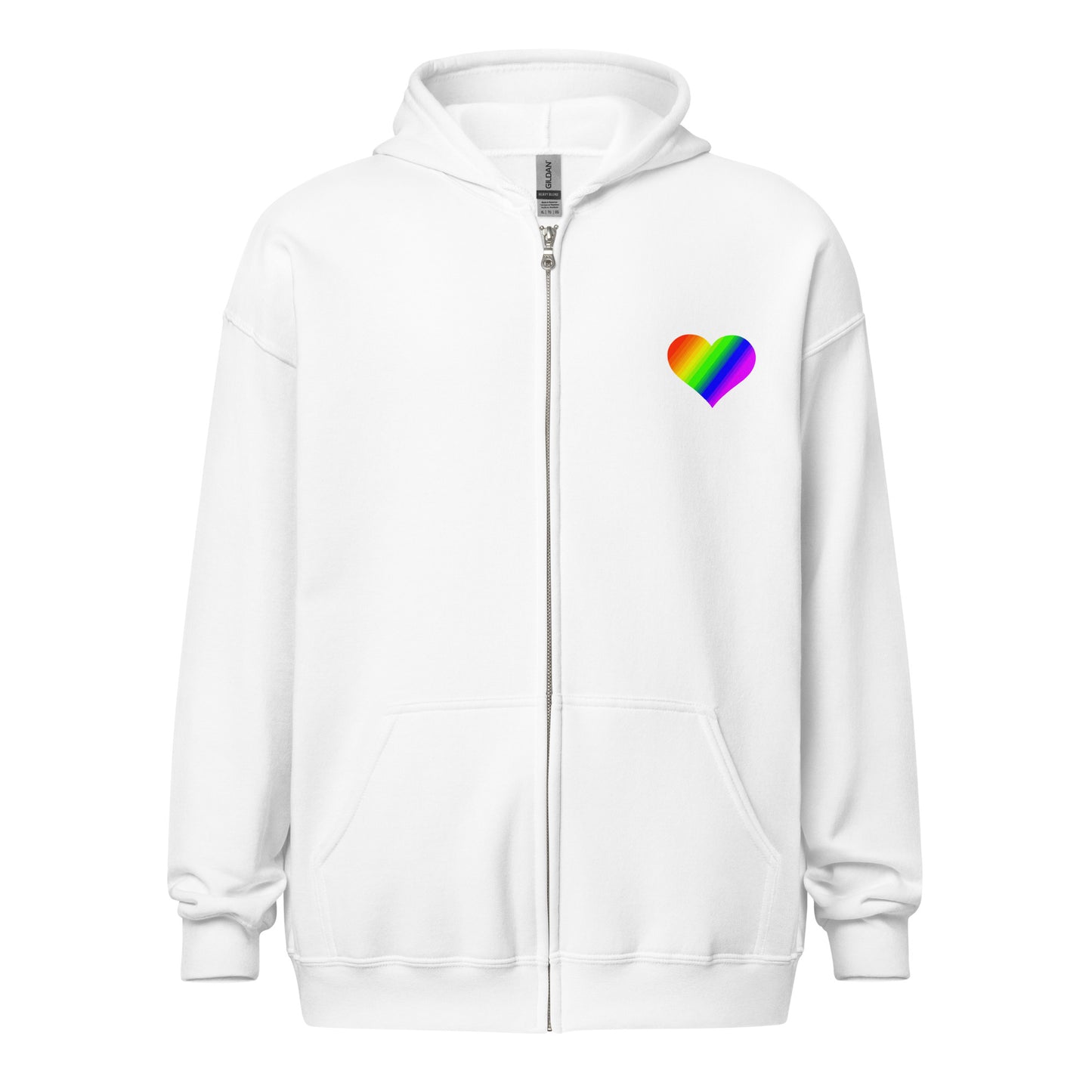 Regenbogenherz auf Zip Hoodie gedruckt