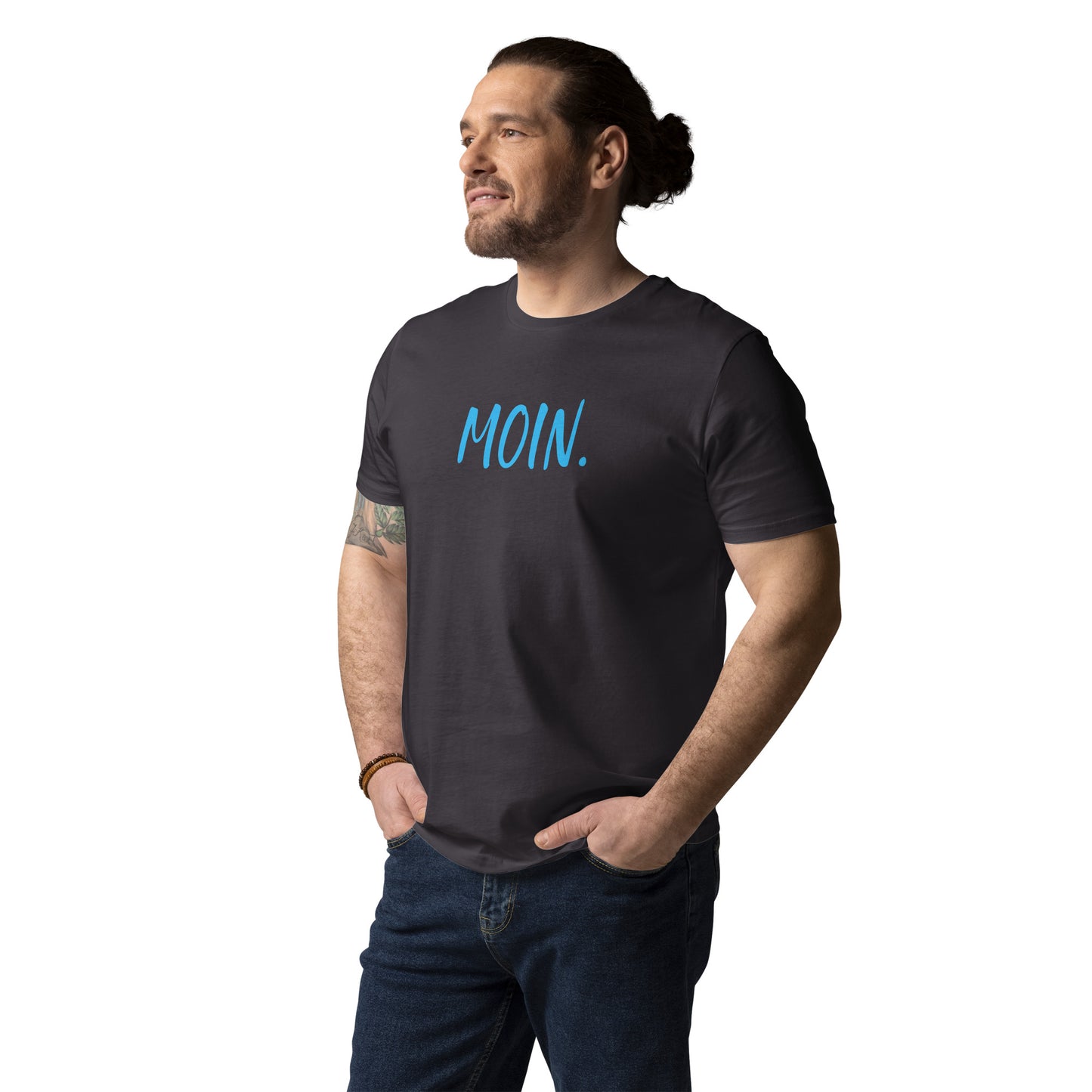 Moin. auf Unisex-Bio-Baumwoll-T-Shirt gedruckt