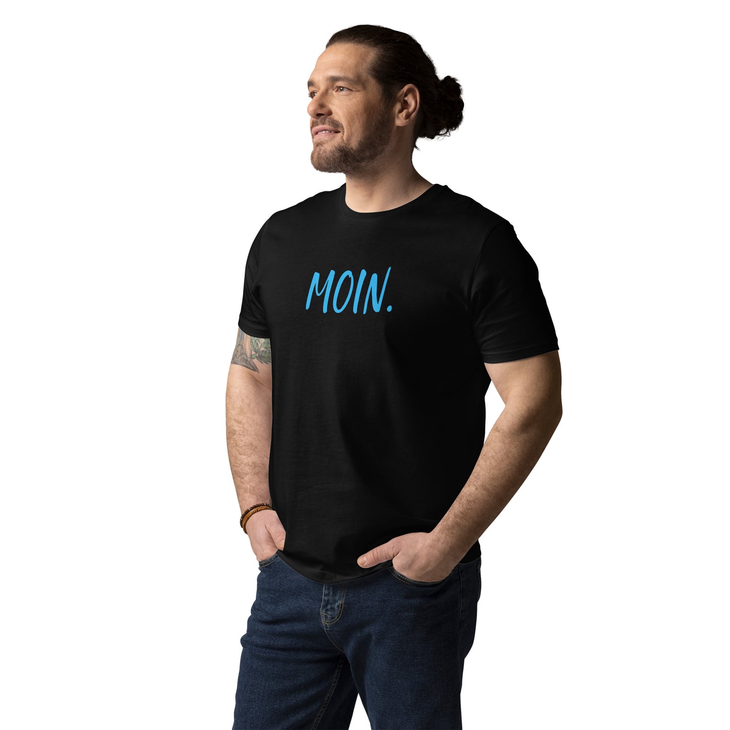 Moin. auf Unisex-Bio-Baumwoll-T-Shirt gedruckt