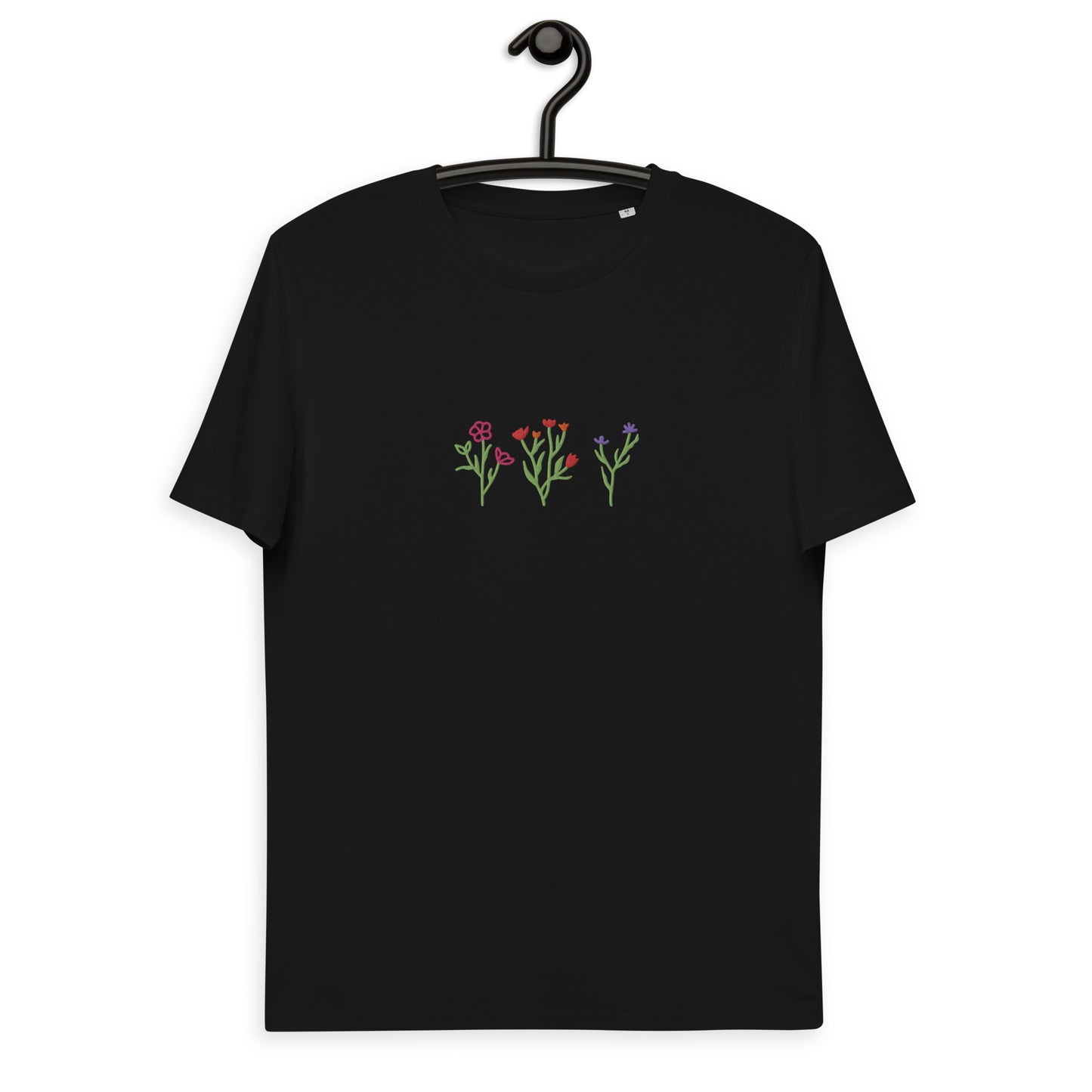 Wildblumen auf Unisex-Bio-Baumwoll-T-Shirt gestickt