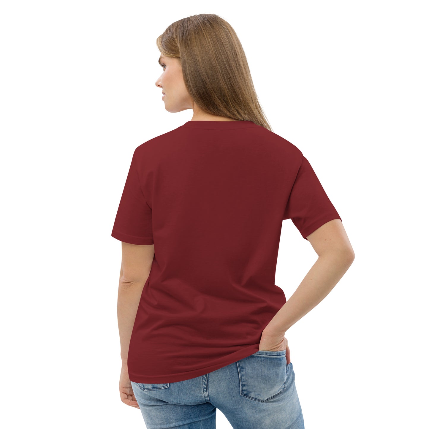 Blütenherz auf Unisex-Bio-Baumwoll-T-Shirt gestickt