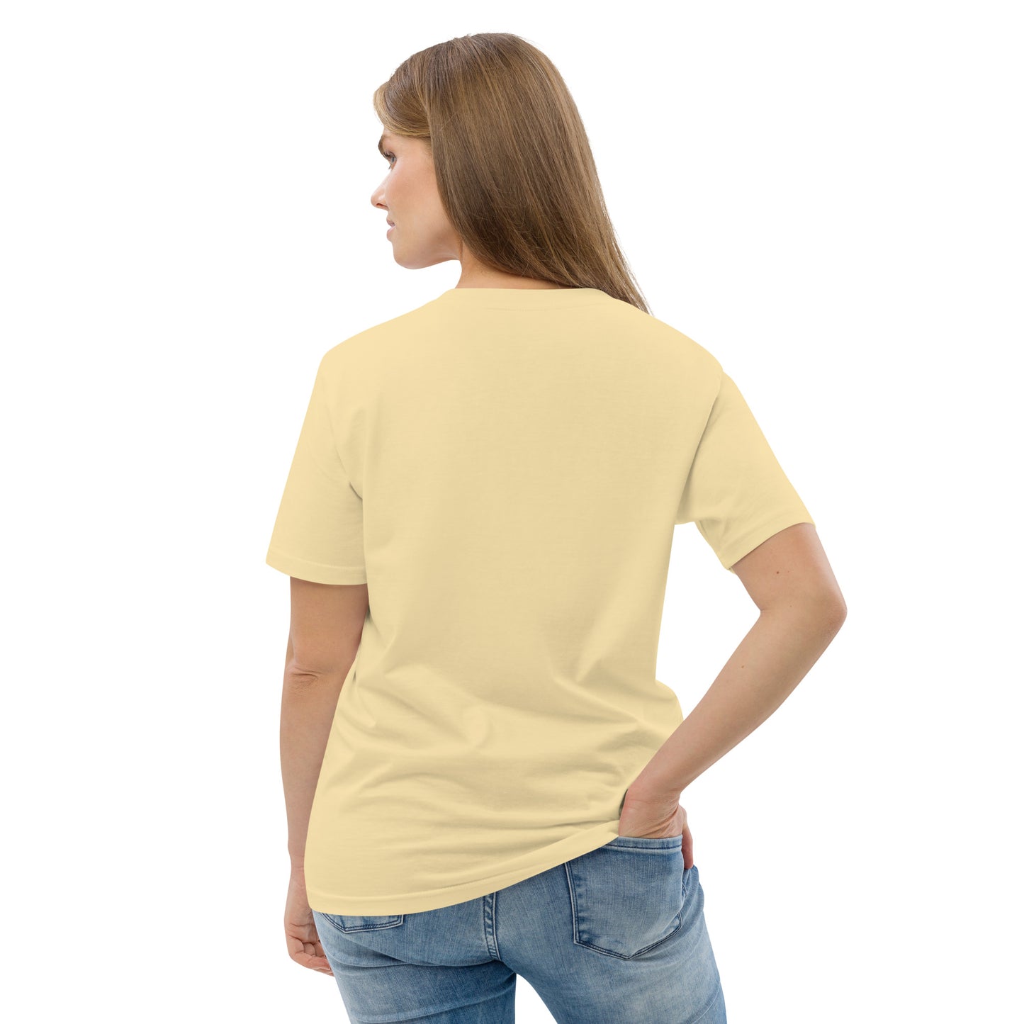 Blütenherz auf Unisex-Bio-Baumwoll-T-Shirt gestickt