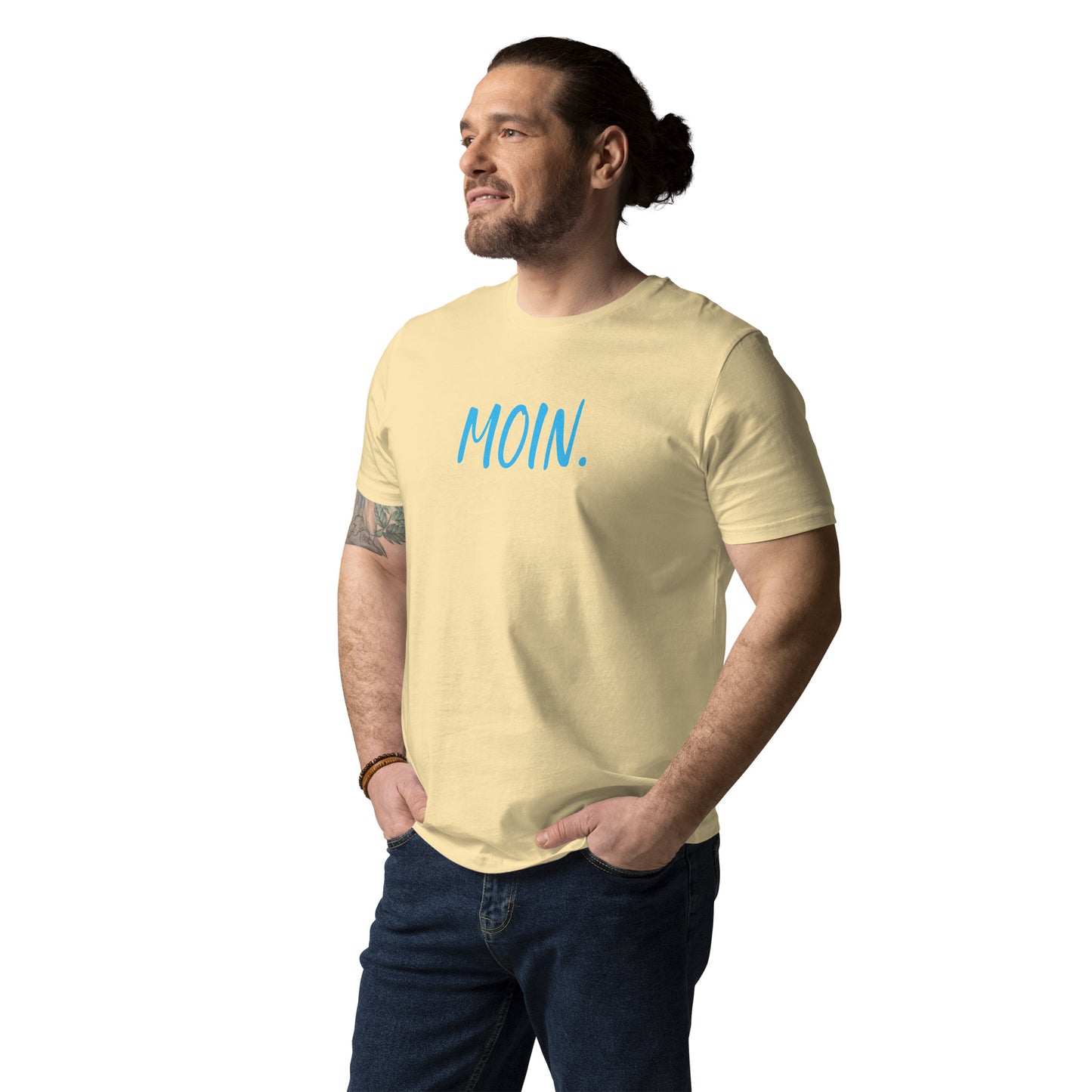 Moin. auf Unisex-Bio-Baumwoll-T-Shirt gedruckt