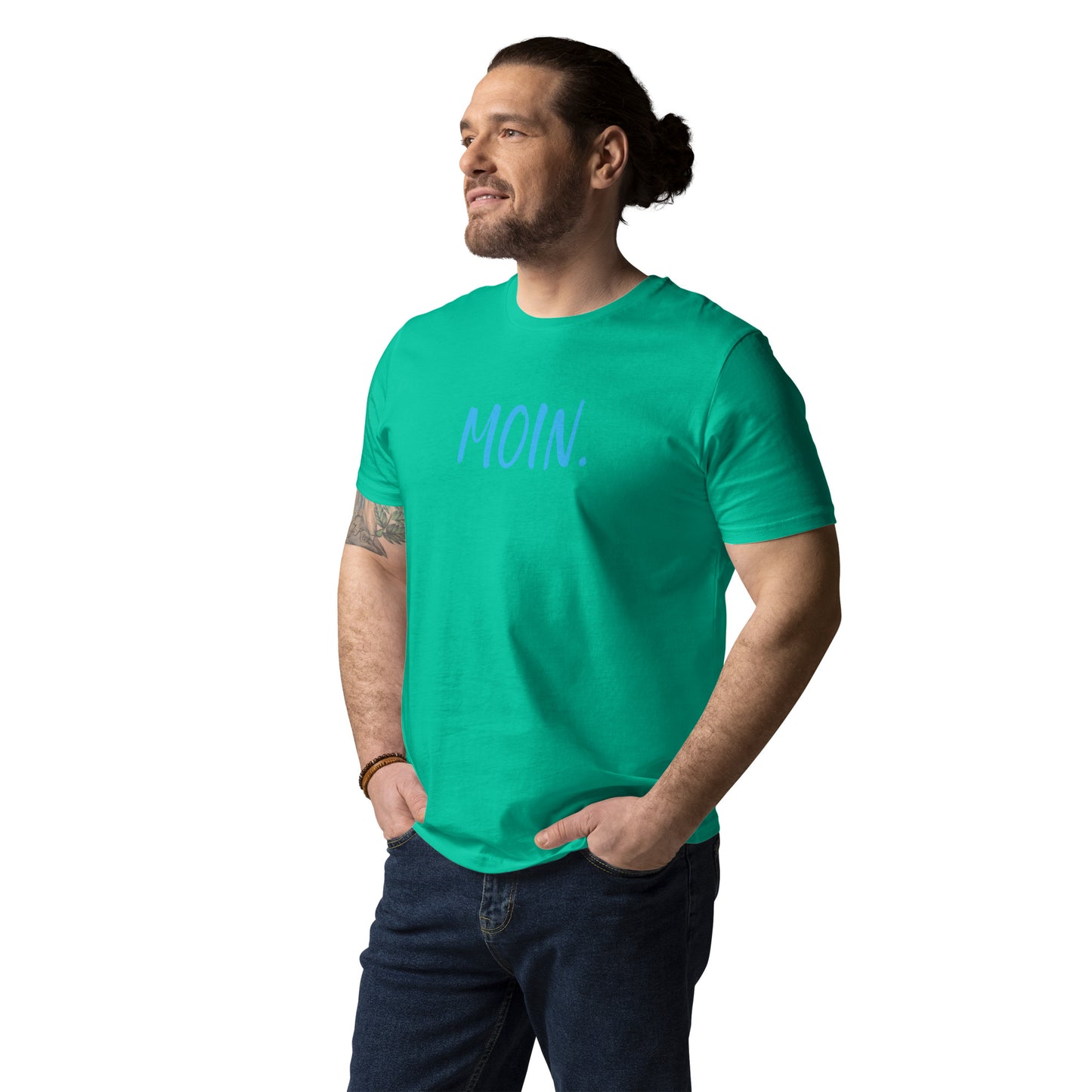 Moin. auf Unisex-Bio-Baumwoll-T-Shirt gedruckt