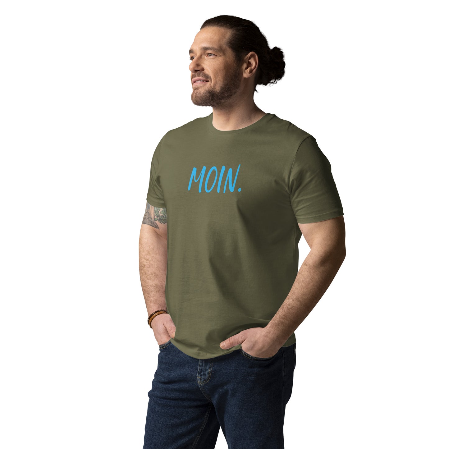 Moin. auf Unisex-Bio-Baumwoll-T-Shirt gedruckt