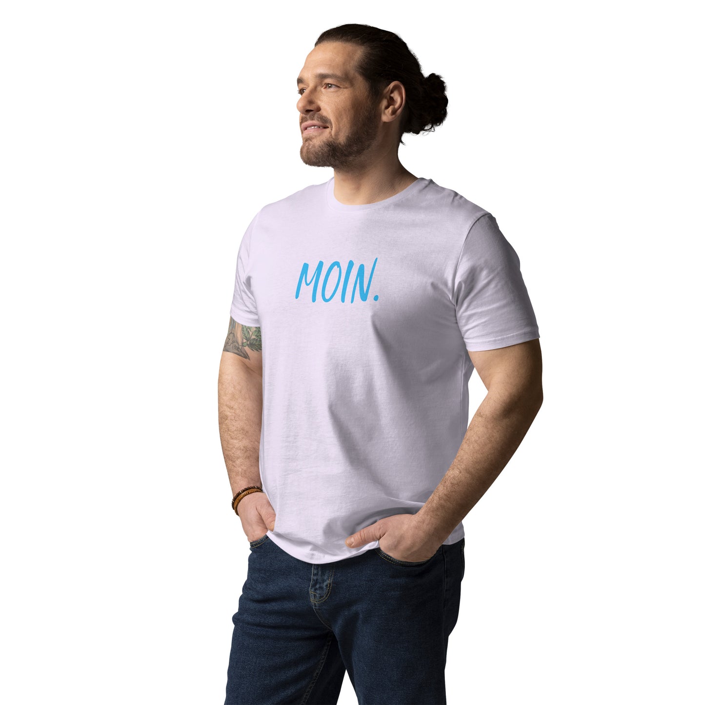 Moin. auf Unisex-Bio-Baumwoll-T-Shirt gedruckt