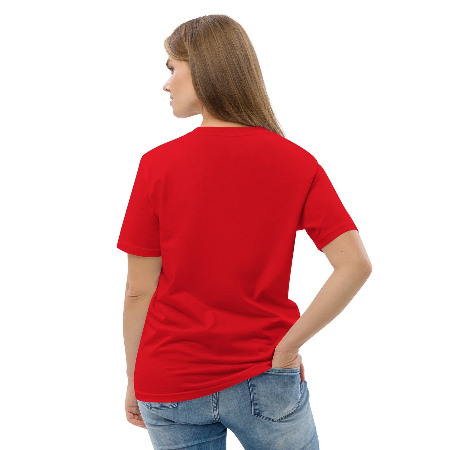 Blütenherz auf Unisex-Bio-Baumwoll-T-Shirt gestickt